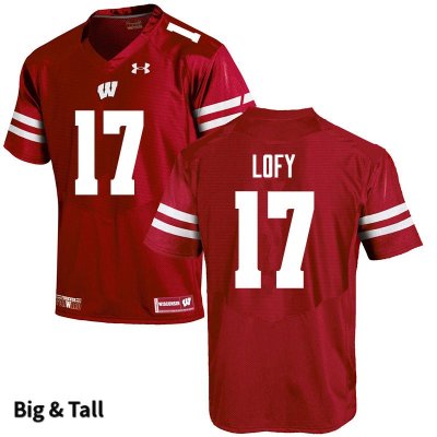Men's Wisconsin Badgers NCAA #17 Max Lofy Red Authentic Under Armour Big & Tall Stitched College Football Jersey JB31U25SP